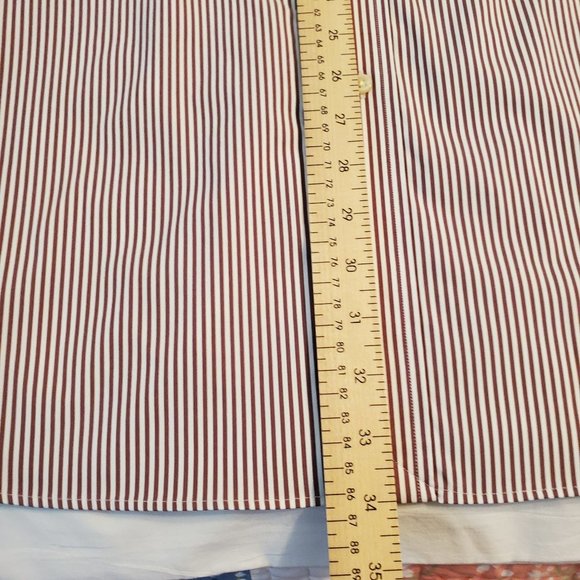 Ralph Lauren classic fit long sleeves brown/white custom fit-striped men shirt. - Picture 14 of 15
